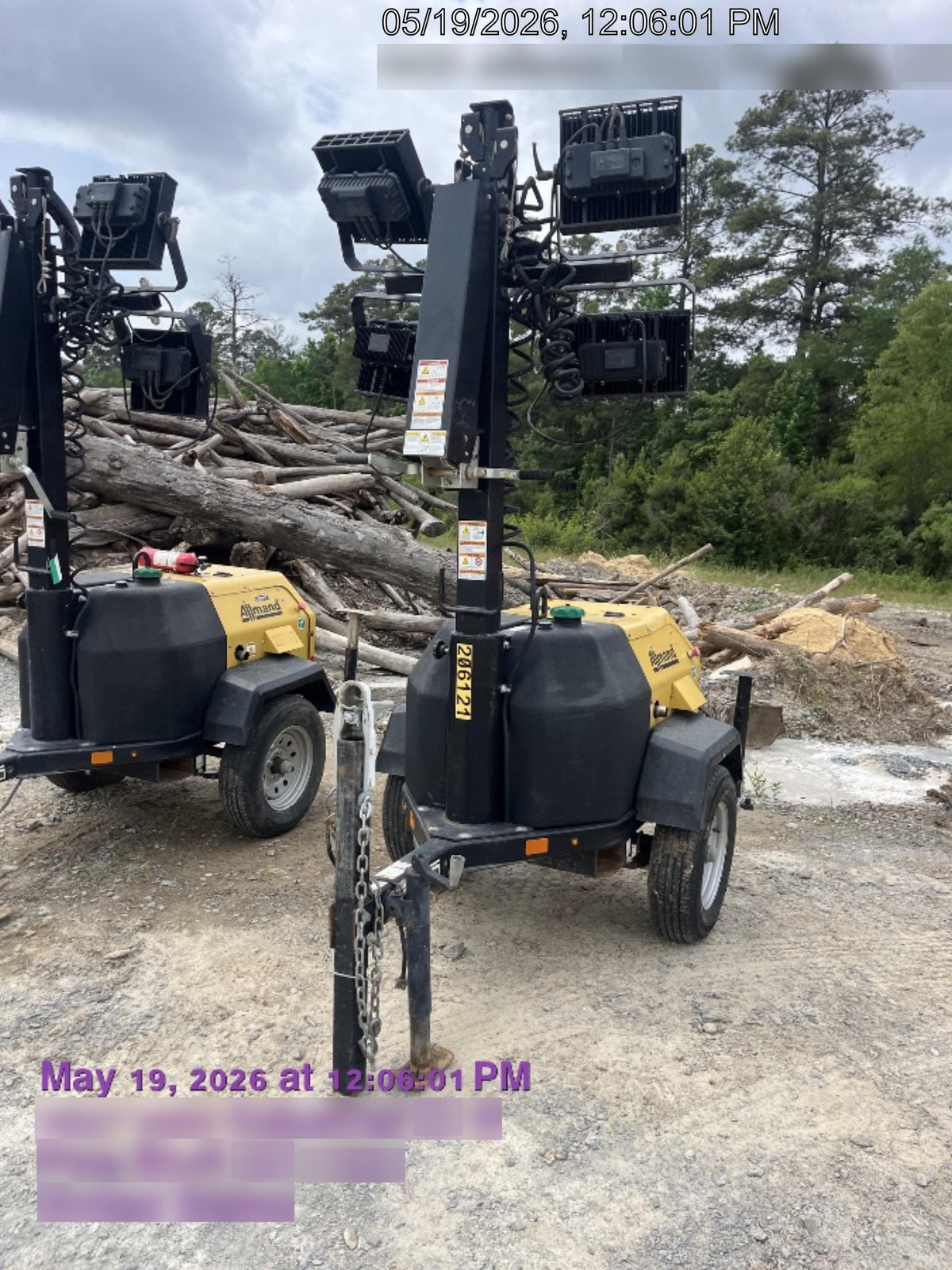 2022 Allmand NLV3GR (4) LED Light Fixture 350W, 23' Vertical Mast, 3kW Prime, Towable, Deep Sea L401, Leveling Jacks, Yanmar T4F 5.8hp