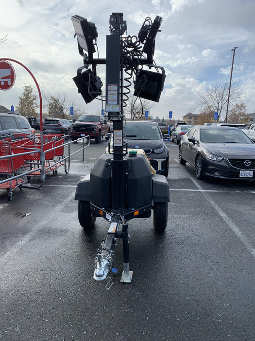 Allmand NLV3GR (4) LED Light Fixture 350W, 23' Vertical Mast, 3kW Prime, Towable, Deep Sea L401, Leveling Jacks, Yanmar T4F 5.8hp