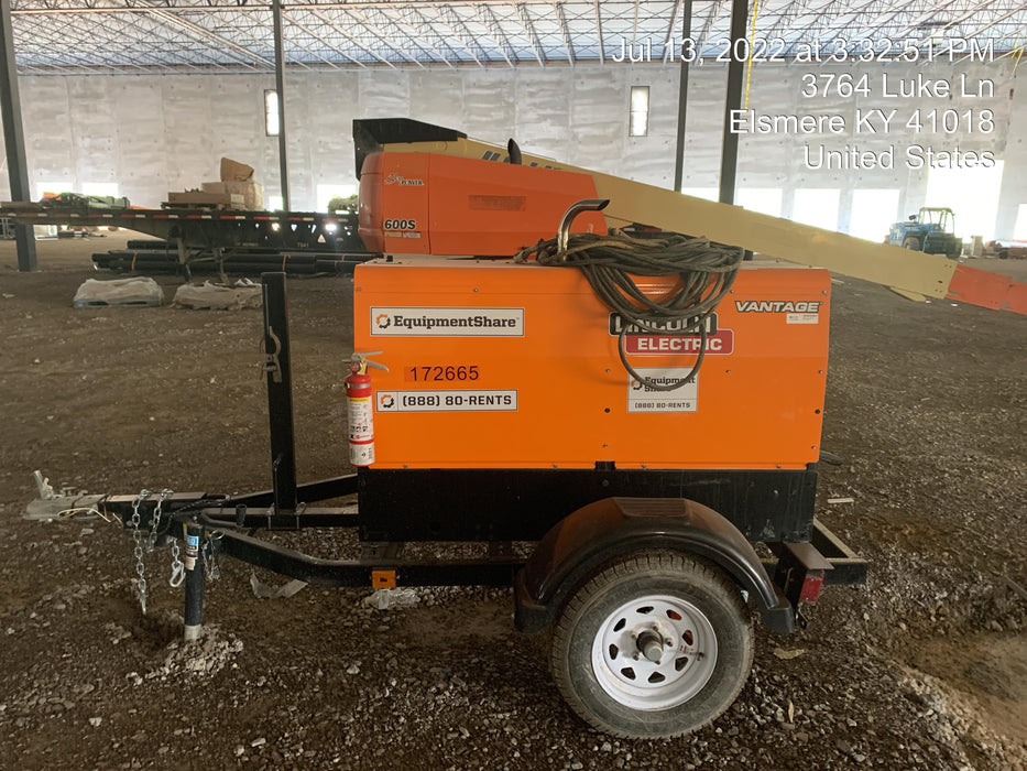 2021 Lincoln Electric Vantage 322 Vantage 322 Ready Pak 3 w/ Decals, ORANGE (includes trailer, cable rack, fender light kit) NO Telematics