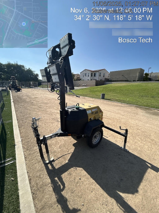 2022 Allmand NLV3GR (4) LED Light Fixture 350W, 23' Vertical Mast, 3kW Prime, Towable, ES Decals, T3