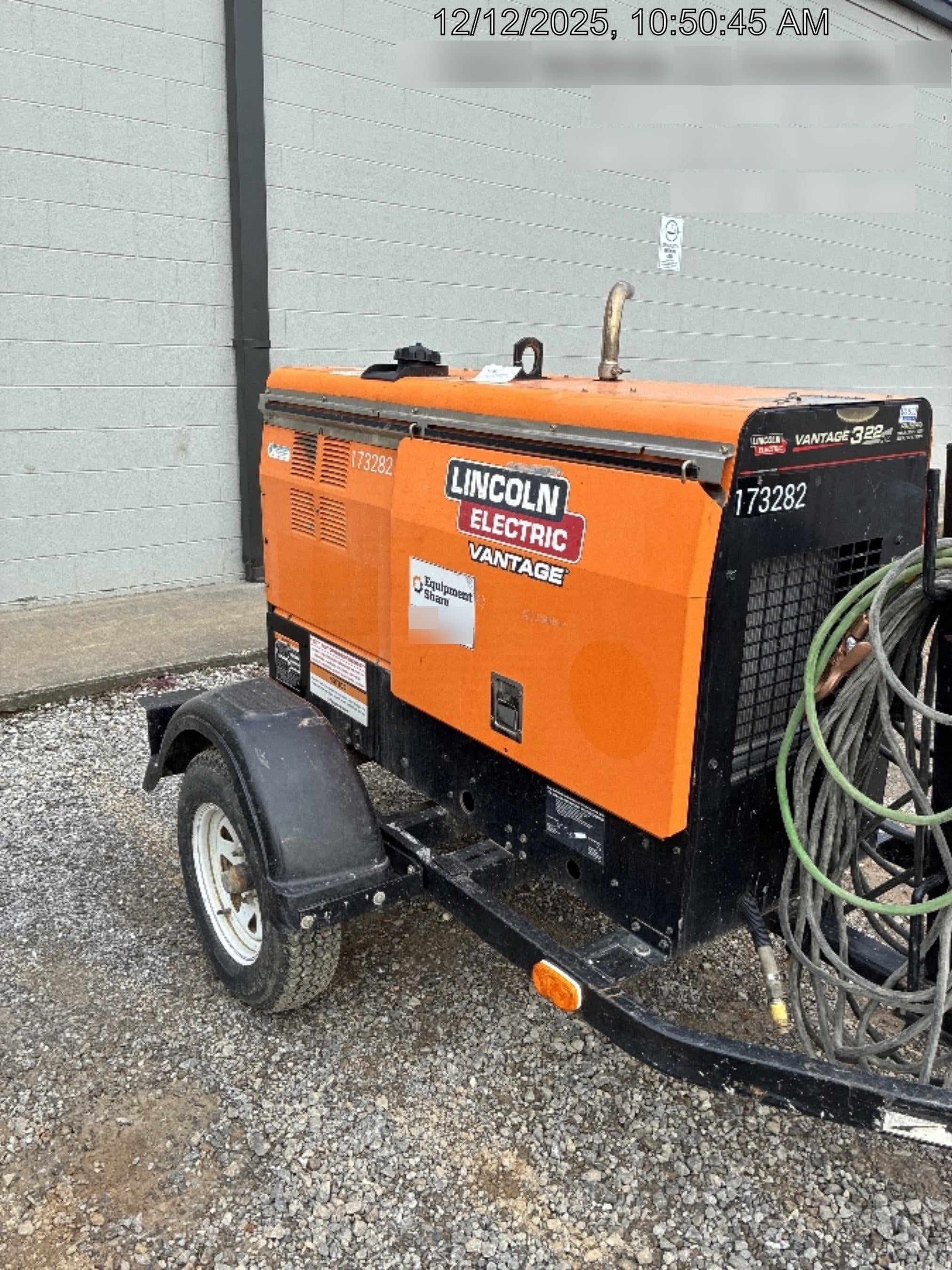 2021 Lincoln Electric Vantage 322 Vantage 322 Ready Pak 3 w/ Decals, ORANGE (includes trailer, cable rack, fender light kit) NO Telematics