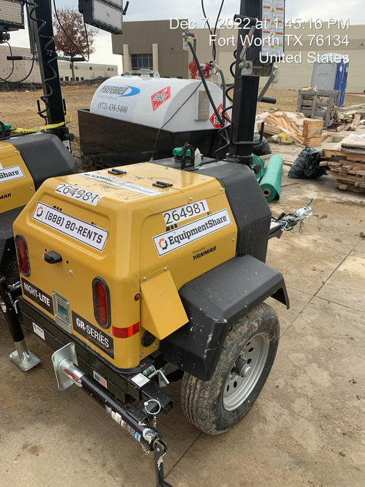 2022 Allmand NLV3GR (4) LED Light Fixture 350W, 23' Vertical Mast, 3kW Prime, Towable, ES Decals, T3