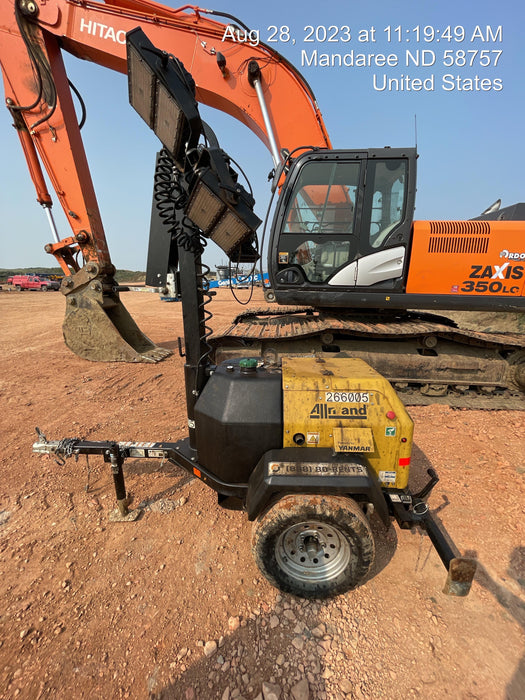 2022 Allmand NLV3GR (4) LED Light Fixture 350W, 23' Vertical Mast, 3kW Prime, Towable, ES Decals, T3