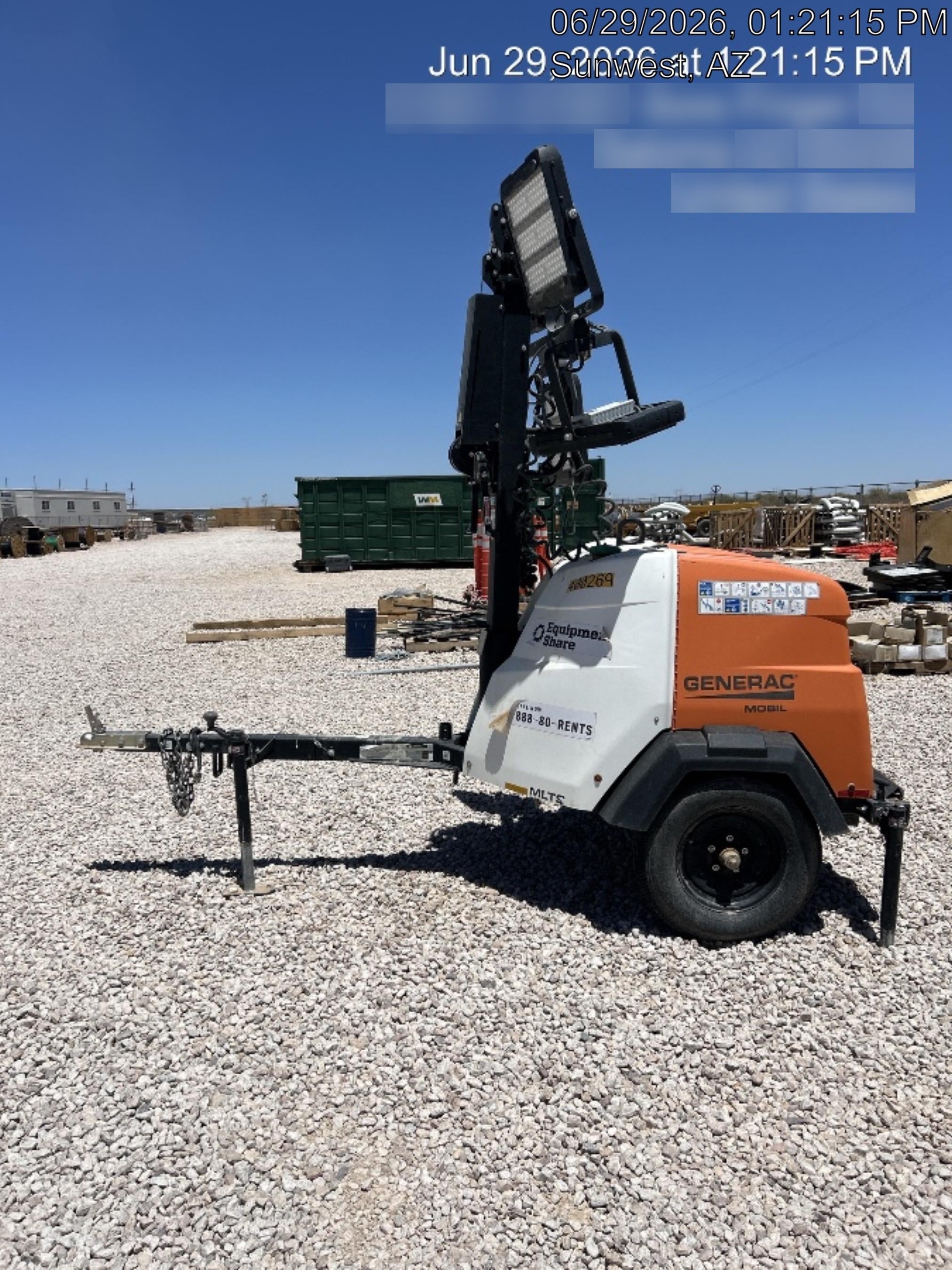 2024 Generac MLT2 Diesel, Flex Switch 120V Input, Powerzone Controller, 
(4) 320W LED Lights, 4kW Generator, 39.9 Gal Fuel Tank, 2" Ball, T3
