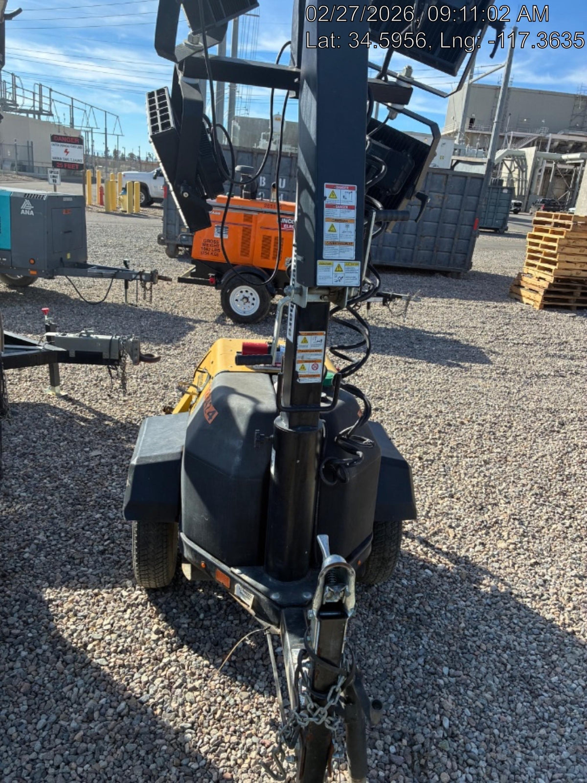 2021 Allmand NLV3GR (4) LED Light Fixture 350W, 23' Vertical Mast, 3kW Prime, Towable, Deep Sea L401, Leveling Jacks, Yanmar T4F 5.8hp