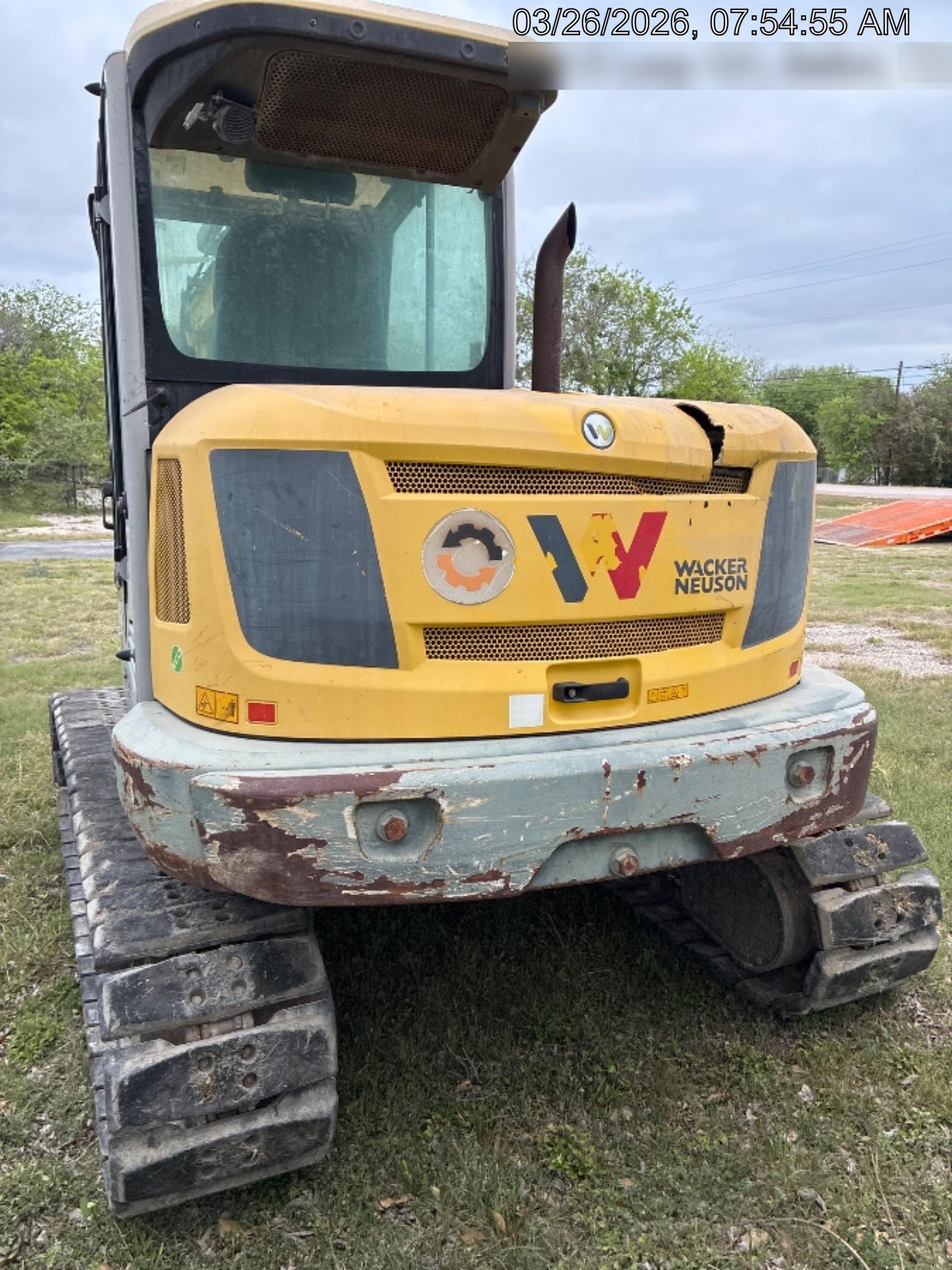 Wacker Neuson ET90 Enclosed Cab, Hybrid Tracks, Long Dipperstick, Bucket