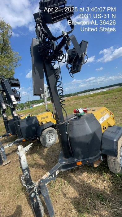 2022 Allmand NLV3GR (4) LED Light Fixture 350W, 23' Vertical Mast, 3kW Prime, Towable, Deep Sea L401, Leveling Jacks, Yanmar T4F 5.8hp