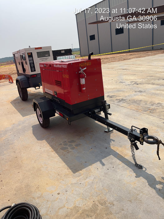 2023 Shindaiwa DGW400MDL Kubota D902 Engine, 23 HP, Dual Op Welder, Wire, Arc, Droop Stick, Tig, and CC Stick Functionality, Simulphase, 3 Phase and 1 Phase Gen Output, Single Axle NB Trlr, Slr Trckl Chrg 12V 12W, Fire Ext
