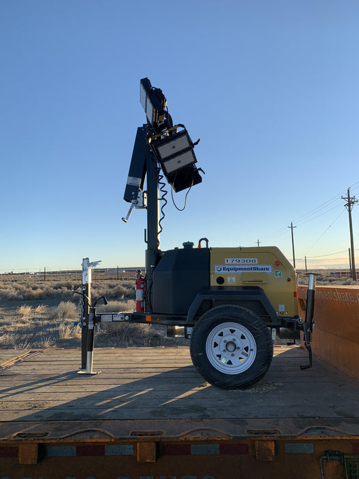 Allmand NLV3GR (4) LED Light Fixture 350W, 23' Vertical Mast, 3kW Prime, Towable, Deep Sea L401, Leveling Jacks, Yanmar T4F 5.8hp