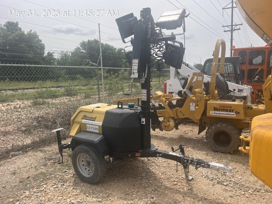 2022 Allmand NLV3GR (4) LED Light Fixture 350W, 23' Vertical Mast, 3kW Prime, Towable, Deep Sea L401, Leveling Jacks, Yanmar T4F 5.8hp