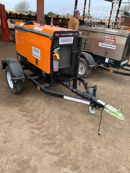 2021 Lincoln Electric Vantage 322 Vantage 322 Ready Pak 3 w/ Decals, ORANGE (includes trailer, cable rack, fender light kit) NO Telematics