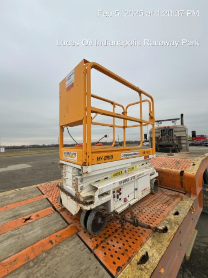 Custom Equipment HB-1430 <ul>
 <li>Hy-Brid Scissor Lift</li>
  <li>Platform capacity up to 670 lbs.</li>
  <li>Working height up to 20 ft</li>
  <li>Weighs under 1,700 lbs.</li>
  <li>Non-marking wheels </li>
</ul>