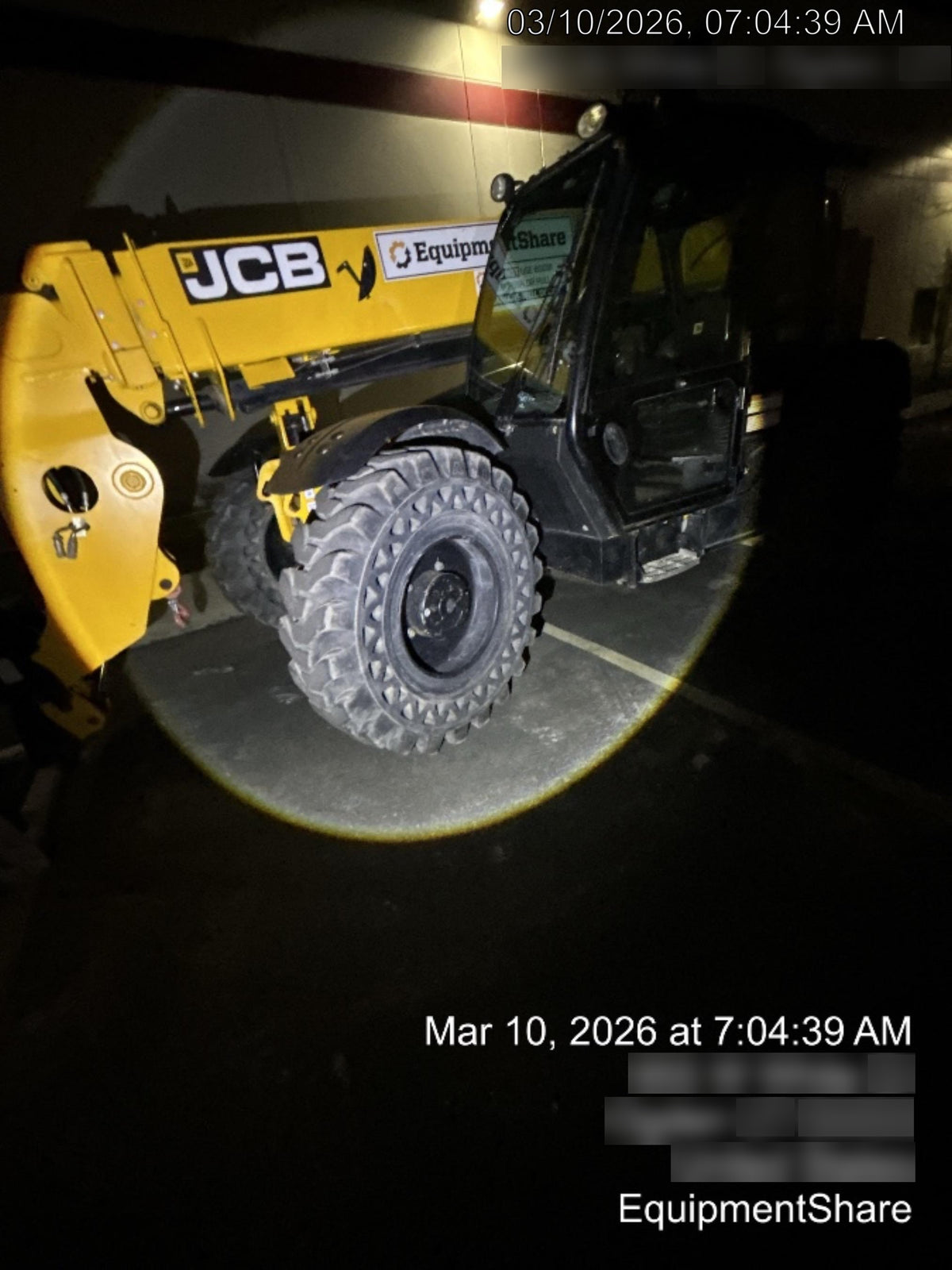 2019 JCB 509-42 Cab/Heat/Air, 74 HP, Solid Tires, STD Worklight, Beacon, Aux Hydraulics, Lifting Eye, Back up Alarm w/66" Carriage/60" Forks
