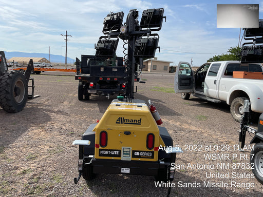 2022 Allmand NLV3GR (4) LED Light Fixture 350W, 23' Vertical Mast, 3kW Prime, Towable, ES Decals, T3