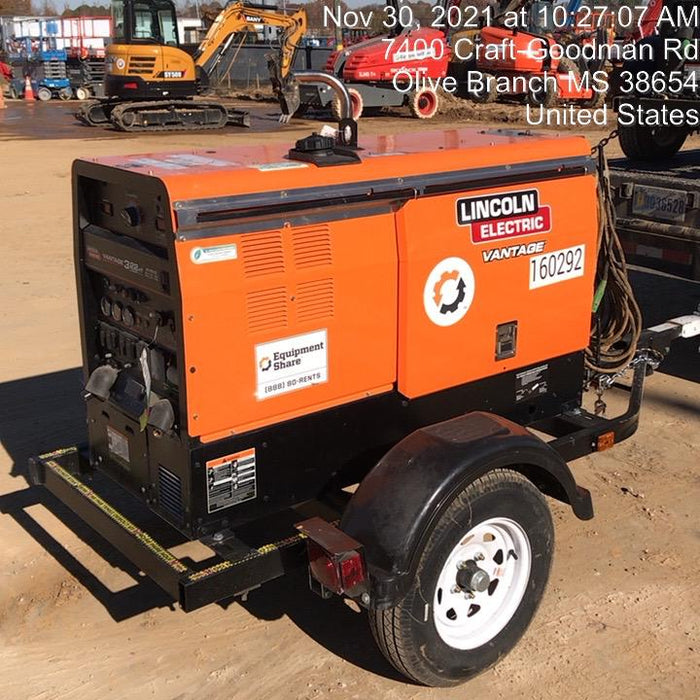 2021 Lincoln Electric Vantage 322 Vantage 322 Ready Pak 3 w/ Decals, ORANGE (includes trailer, cable rack, fender light kit) NO Telematics