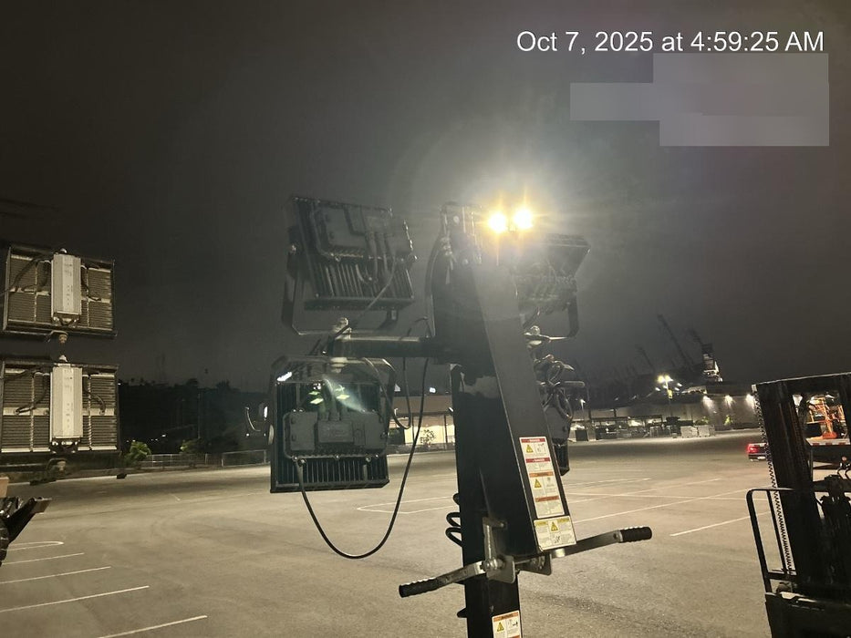 Allmand NLV3GR (4) LED Light Fixture 350W, 23' Vertical Mast, 3kW Prime, Towable, Deep Sea L401, Leveling Jacks, Yanmar T4F 5.8hp