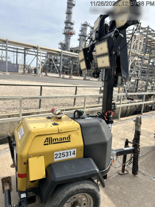 2022 Allmand NLV3GR (4) LED Light Fixture 350W, 23' Vertical Mast, 3kW Prime, Towable, Deep Sea L401, Leveling Jacks, Yanmar T4F 5.8hp