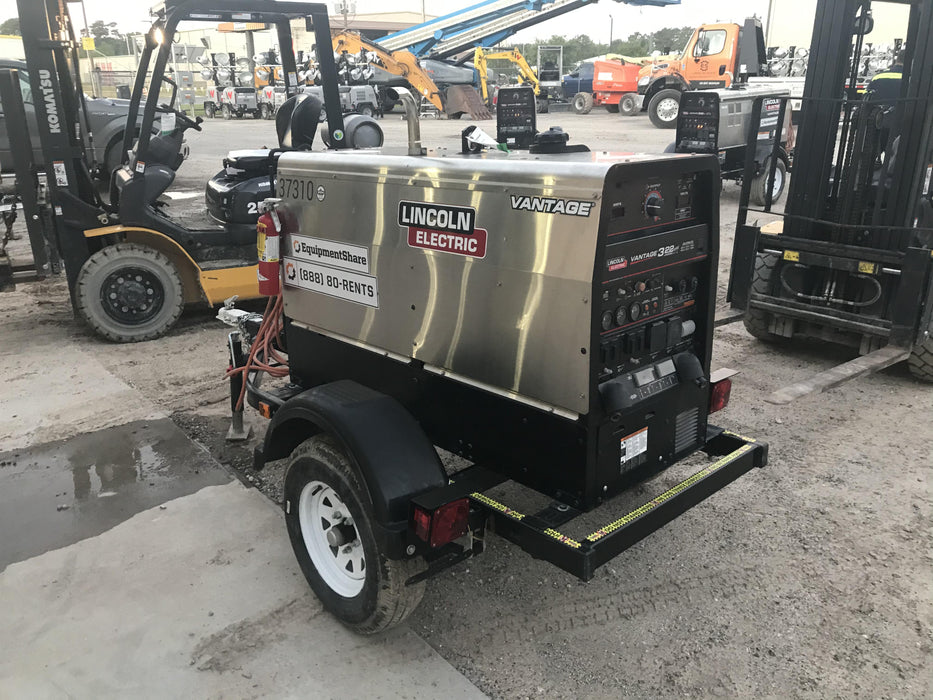 2019 Lincoln Electric Vantage 322 Ready-Pak 3, Two Wheel Trailer, Fender and Light Kit, Cable Rack