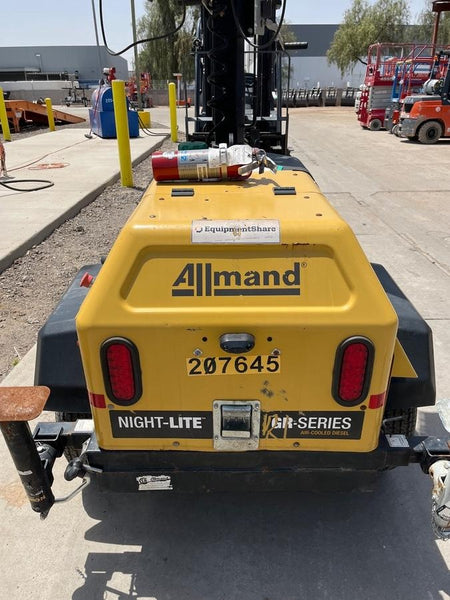 2022 Allmand NLV3GR (4) LED Light Fixture 350W, 23' Vertical Mast, 3kW Prime, Towable, Deep Sea L401, Leveling Jacks, Yanmar T4F 5.8hp