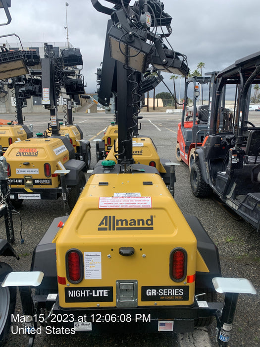 2022 Allmand NLV3GR (4) LED Light Fixture 350W, 23' Vertical Mast, 3kW Prime, Towable, ES Decals, T3