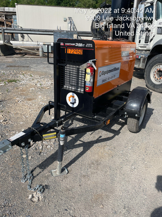 2021 Lincoln Electric Vantage 322 Vantage 322 Ready Pak 3 w/ Decals, ORANGE (includes trailer, cable rack, fender light kit) NO Telematics