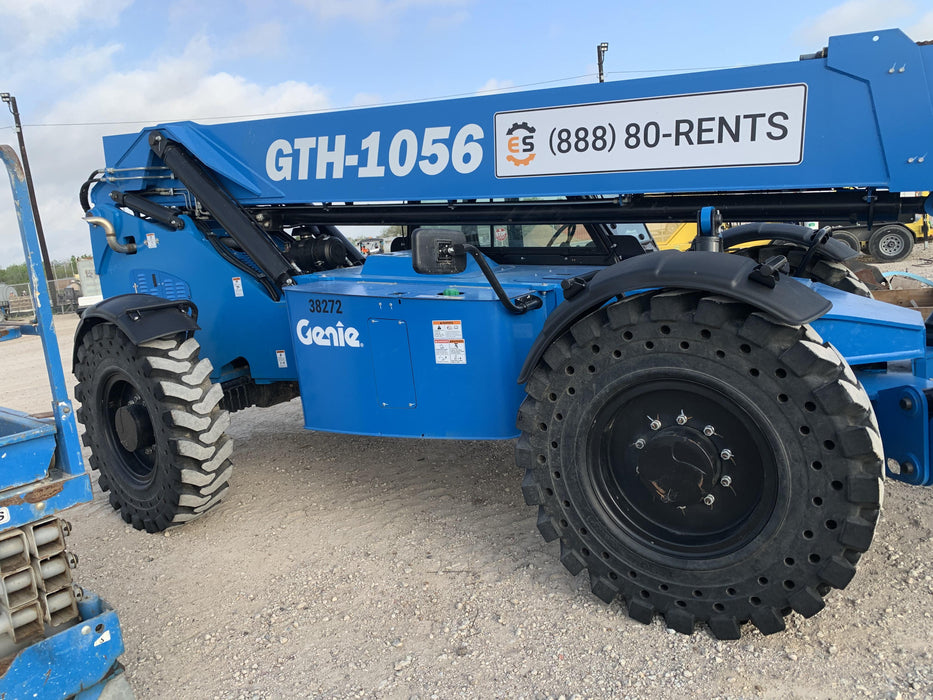 2019 Genie GTH-1056 Cab/Heat/AC, Solid RT Tires, LED Work Lights, Beacon 60" QA Carriage, 60" Forks