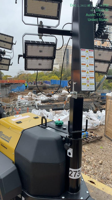 2022 Allmand NLV3GR (4) LED Light Fixture 350W, 23' Vertical Mast, 3kW Prime, Towable, ES Decals, T3