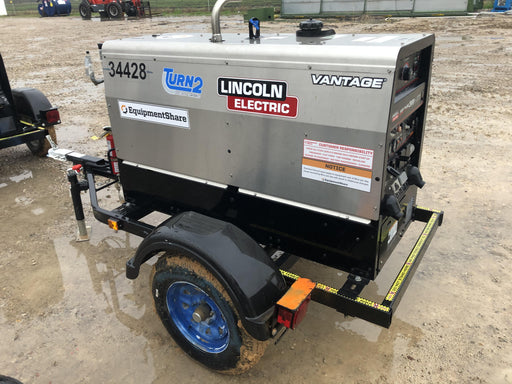 2019 Lincoln Electric Vantage 322 Welder Ready-Pak 3, Two wheel trailer, Fender and Light kit, Cable Rack