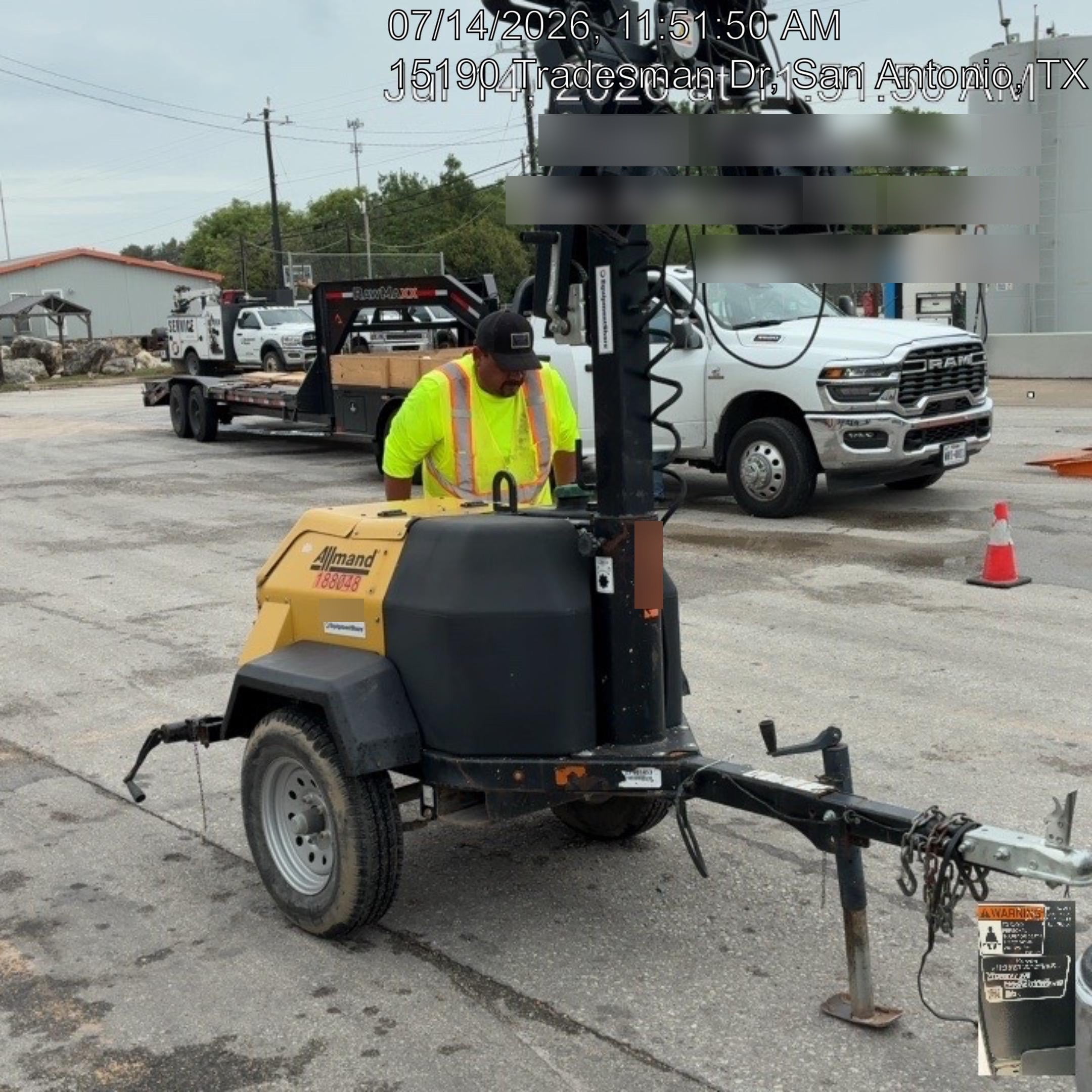 Allmand NLV3GR (4) LED Light Fixture 350W, 23' Vertical Mast, 3kW Prime, Towable, Deep Sea L401, Leveling Jacks, Yanmar T4F 5.8hp