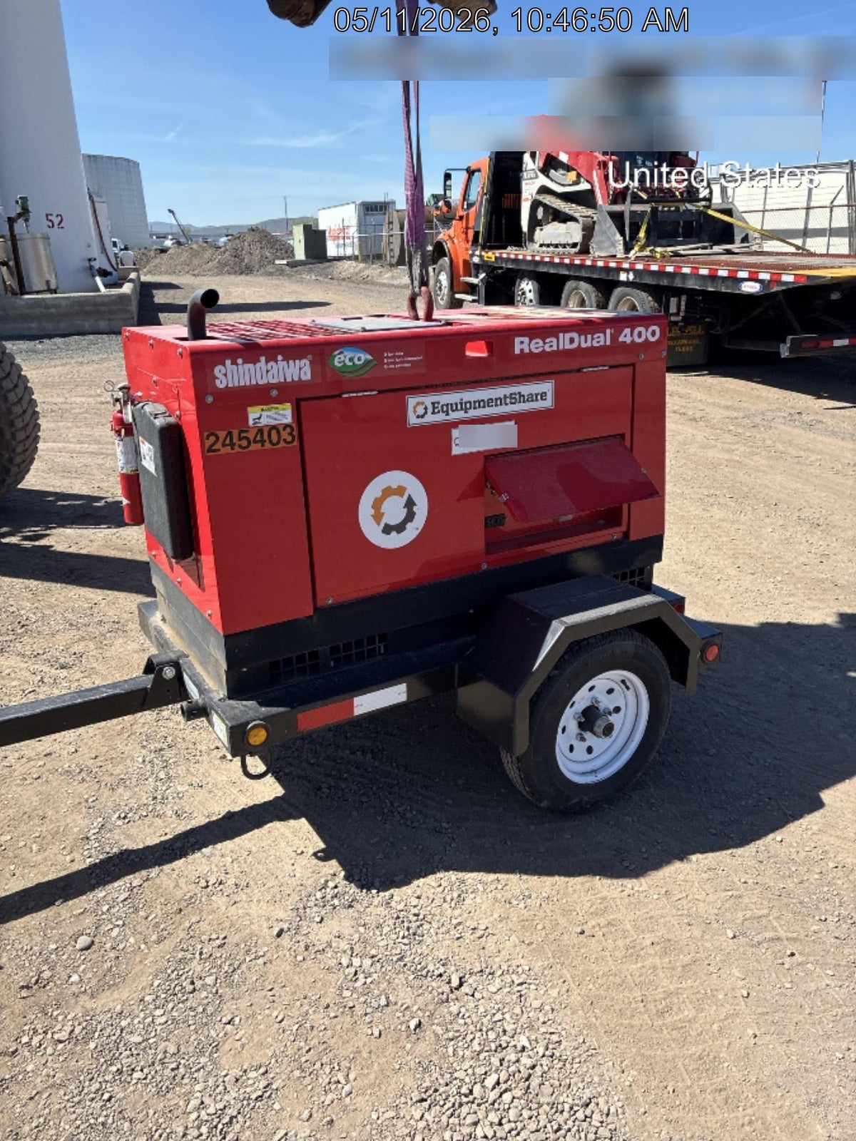 2022 Shindaiwa DGW400MDL Kubota D902 Engine, 23 HP, Dual Op Welder, Wire, Arc, Droop Stick, Tig, and CC Stick Functionality, Simulphase, 3 Phase and 1 Phase Gen Output, Single Axle NB Trlr, Slr Trckl Chrg 12V 12W, Fire Ext