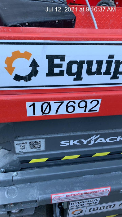 2020 Skyjack SJIII-3219 Solid NM Tires, Half height spring hinged entry gate, Dual Beacons, 800W Inverter