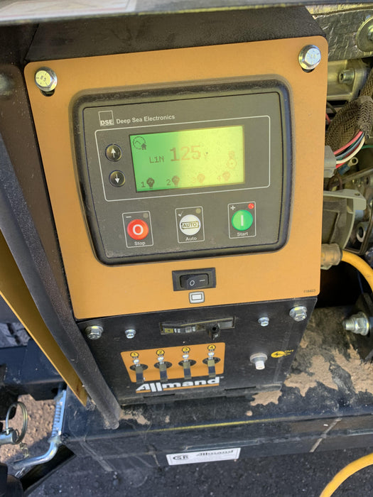 2021 Allmand NLV3GR (4) LED Light Fixture 350W, 23' Vertical Mast, 3kW Prime, Towable, Deep Sea L401, Leveling Jacks, Yanmar T4F 5.8hp