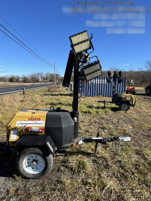 2021 Allmand NLV3GR (4) LED Light Fixture 350W, 23' Vertical Mast, 3kW Prime, Towable, Deep Sea L401, Leveling Jacks, Yanmar T4F 5.8hp