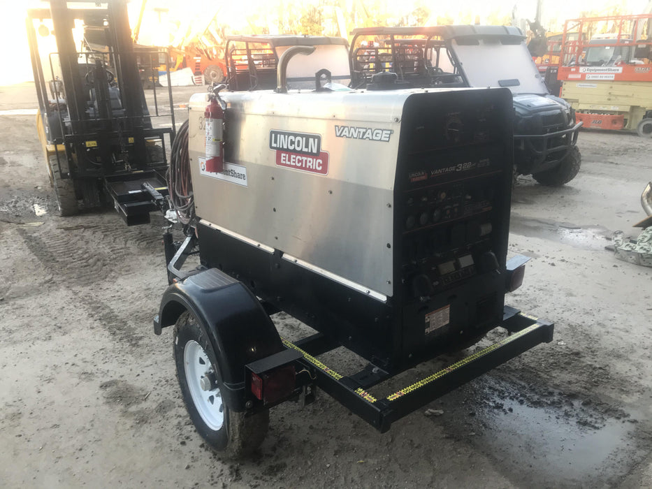 2019 Lincoln Electric Vantage 322 Welder Ready-Pak 3, Two wheel trailer, Fender and Light kit, Cable Rack