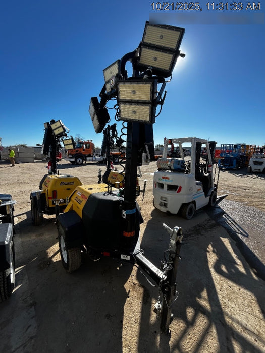 2021 Allmand NLV3GR (4) LED Light Fixture 350W, 23' Vertical Mast, 3kW Prime, Towable, Deep Sea L401, Leveling Jacks, Yanmar T4F 5.8hp