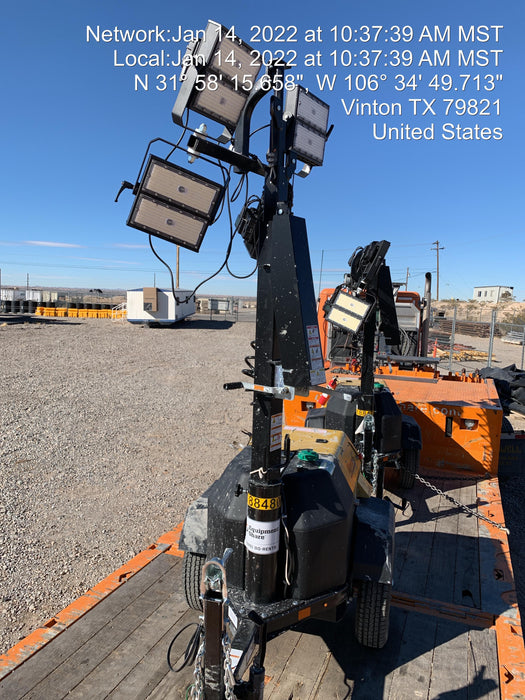 Allmand NLV3GR (4) LED Light Fixture 350W, 23' Vertical Mast, 3kW Prime, Towable, Deep Sea L401, Leveling Jacks, Yanmar T4F 5.8hp