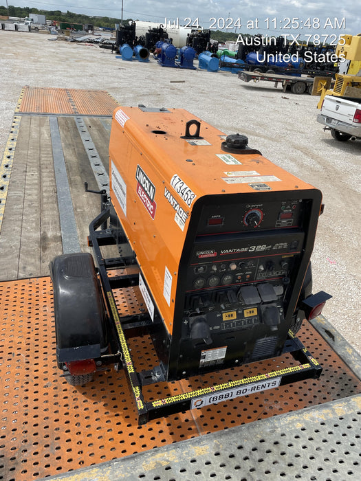 2021 Lincoln Electric Vantage 322 Vantage 322 Ready Pak 3 w/ Decals, ORANGE (includes trailer, cable rack, fender light kit) NO Telematics