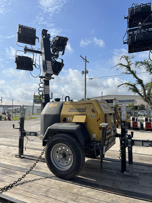 2022 Allmand NLV3GR (4) LED Light Fixture 350W, 23' Vertical Mast, 3kW Prime, Towable, Deep Sea L401, Leveling Jacks, Yanmar T4F 5.8hp