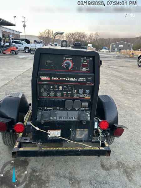 2019 Lincoln Electric Vantage 322 Ready-Pak 3, Two Wheel Trailer, Fender and Light Kit, Cable Rack