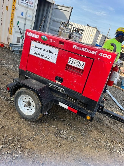 2022 Shindaiwa DGW400MDL Kubota D902 Engine, 23 HP, Dual Op Welder, Wire, Arc, Droop Stick, Tig, and CC Stick Functionality, Simulphase, 3 Phase and 1 Phase Gen Output, Single Axle NB Trlr, Slr Trckl Chrg 12V 12W, Fire Ext