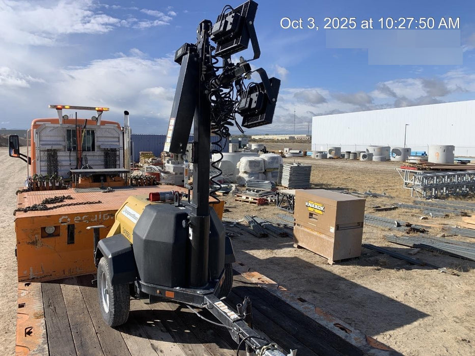 2022 Allmand NLV3GR (4) LED Light Fixture 350W, 23' Vertical Mast, 3kW Prime, Towable, Deep Sea L401, Leveling Jacks, Yanmar T4F 5.8hp