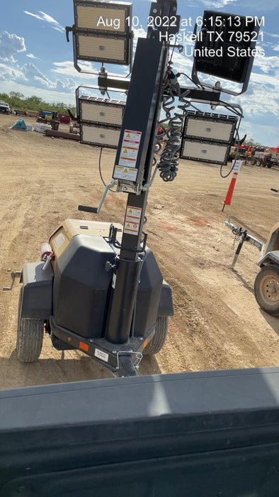 2022 Allmand NLV3GR (4) LED Light Fixture 350W, 23' Vertical Mast, 3kW Prime, Towable, Deep Sea L401, Leveling Jacks, Yanmar T4F 5.8hp