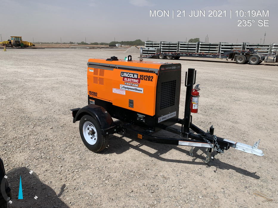 2021 Lincoln Electric Vantage 322 Vantage 322 Ready Pak 3 w/ Telematics & Decals, ORANGE (includes trailer, cable rack, fender light kit)