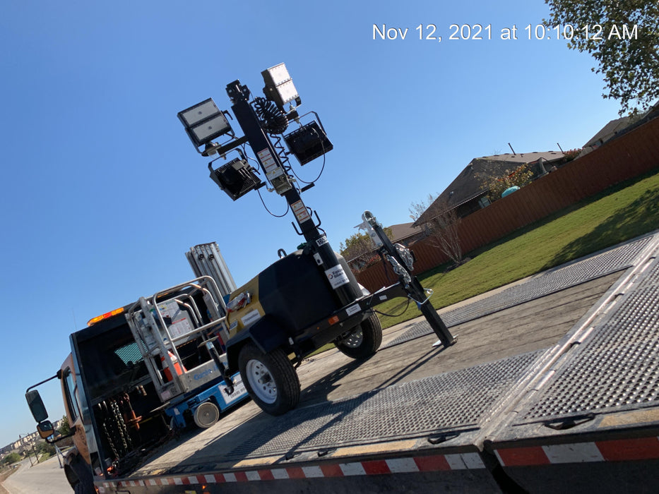 2021 Allmand NLV3GR (4) LED Light Fixture 350W, 23' Vertical Mast, 3kW Prime, Towable, Deep Sea L401, Leveling Jacks, Yanmar T4F 5.8hp