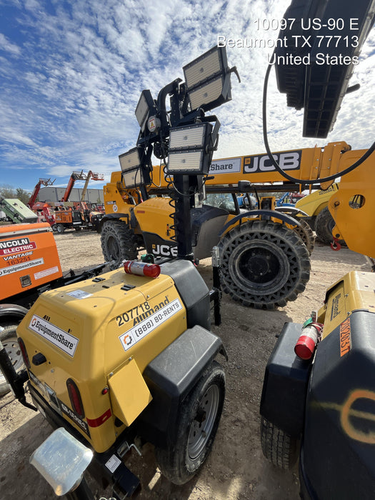 2022 Allmand NLV3GR (4) LED Light Fixture 350W, 23' Vertical Mast, 3kW Prime, Towable, Deep Sea L401, Leveling Jacks, Yanmar T4F 5.8hp