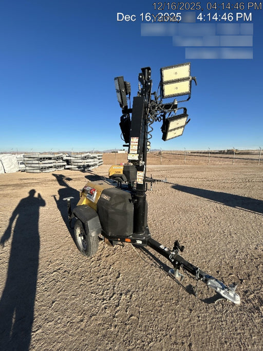 2022 Allmand NLV3GR (4) LED Light Fixture 350W, 23' Vertical Mast, 3kW Prime, Towable, Deep Sea L401, Leveling Jacks, Yanmar T4F 5.8hp