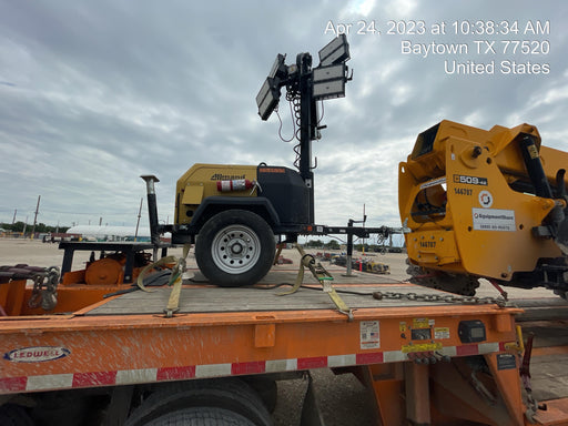 2022 Allmand NLV3GR (4) LED Light Fixture 350W, 23' Vertical Mast, 3kW Prime, Towable, ES Decals, T3