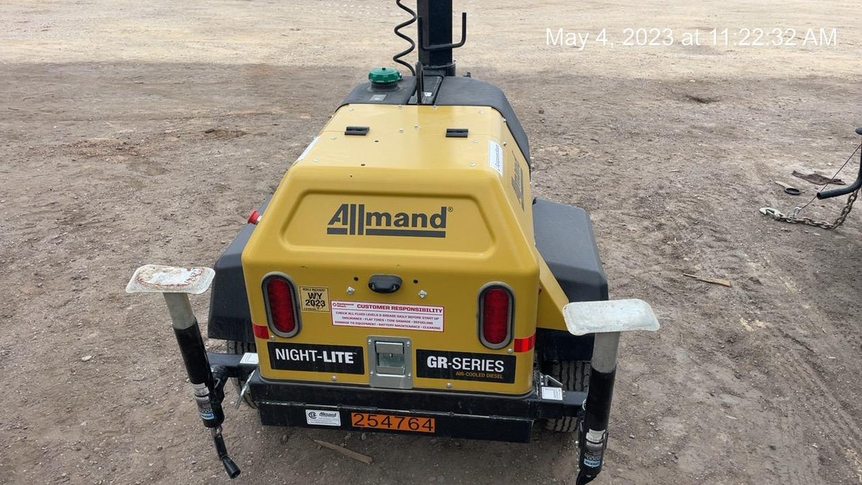 2022 Allmand NLV3GR (4) LED Light Fixture 350W, 23' Vertical Mast, 3kW Prime, Towable, ES Decals, T3