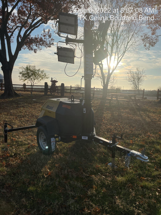 2022 Allmand NLV3GR (4) LED Light Fixture 350W, 23' Vertical Mast, 3kW Prime, Towable, ES Decals, T3