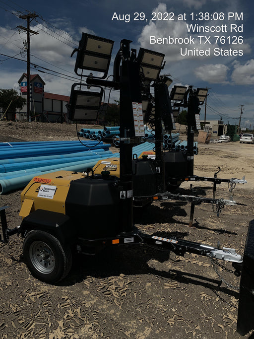 2022 Allmand NLV3GR (4) LED Light Fixture 350W, 23' Vertical Mast, 3kW Prime, Towable, Deep Sea L401, Leveling Jacks, Yanmar T4F 5.8hp